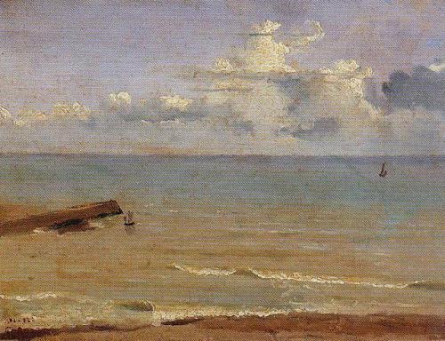 artist-corot:Dieppe End of a Pier and the Sea, 1822, Camille...