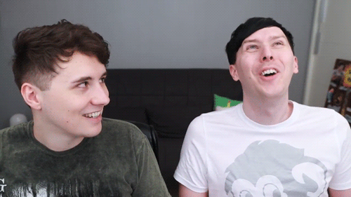 sartysarty - philsextendedbday - martisun - here’s a bunch of gifs of dan looking at phil like he&rs