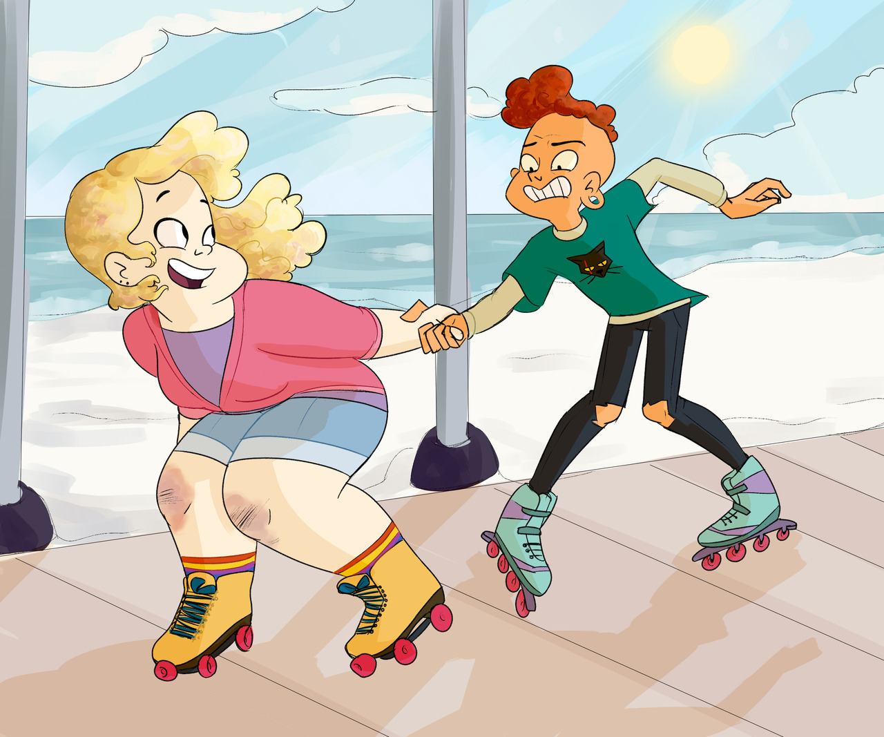 They are spending some time together (Roller skating was sadie’s idea)