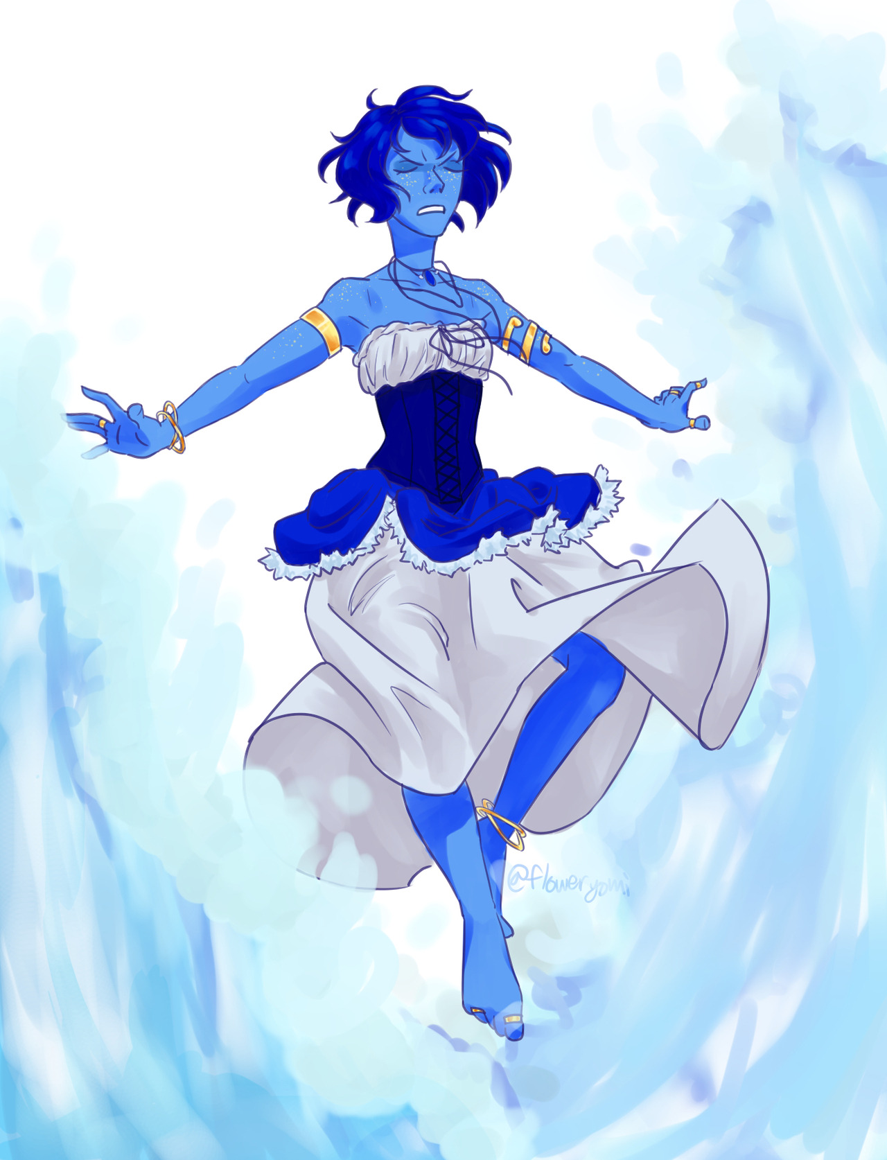 Not super proud of her face or the water, but here’s my Pirate AU Sea Witch Lapis from yesterday’s livestream.
