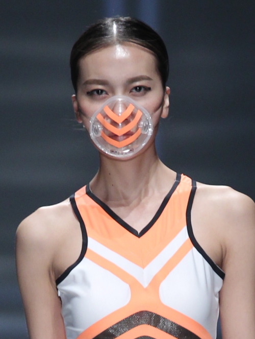 bodyfluids:Smog masks at QIAODAN Yin Peng S/S 15 China Fashion...