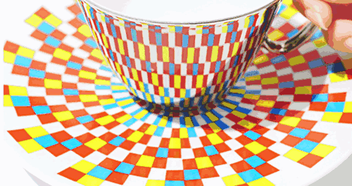 asylum-art:Mirror Teacups Reflect Colorful Patterns From The...
