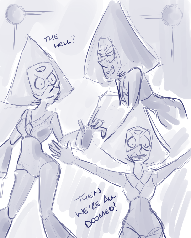 Tonight’s warmup is an angry space Dorito… If the pic somehow stumbles past 100 notes I’ll colour it in proper Peridot green, rather than my sketchy blue TDH-NSFW | Reblog Centre | ATRS Archive