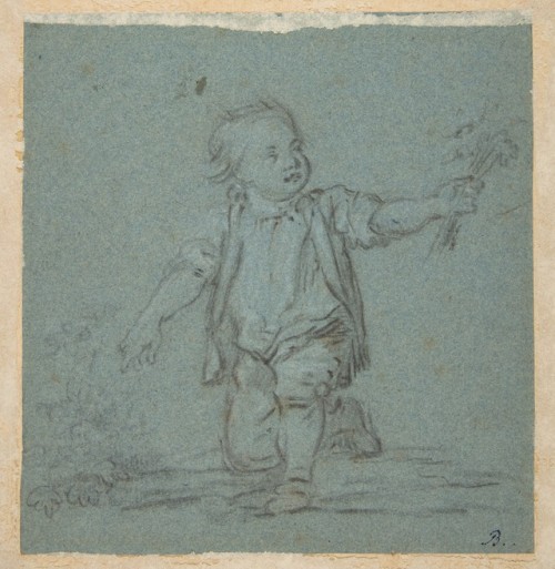 met-drawings-prints - Boy Holding Flowers by Anonymous, French,...