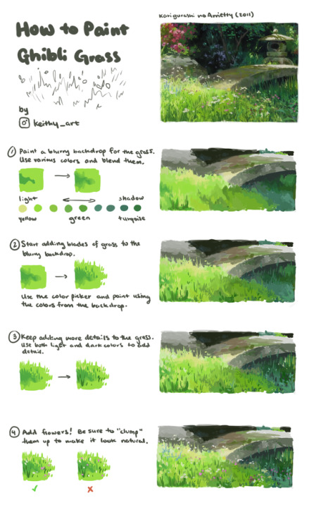 keithyart - Little tutorial on how to paint Ghibli style grass