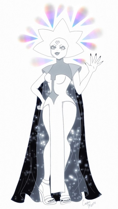 I don't think I ever posted this one here?? I drew White Diamond because why not? I know my anatomy is wonky, but I enjoyed drawing her. Especially her sparkly cape. ^-^ I can't wait to see more!!