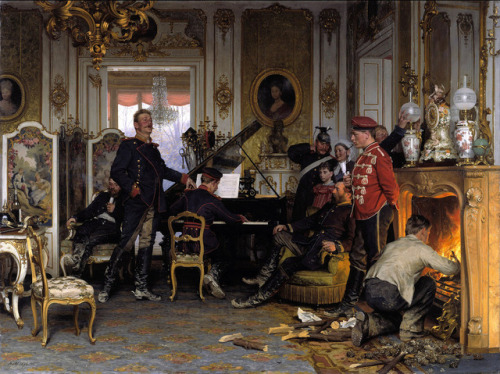 Anton von Werner - In the Troops’ Quarters Outside Paris (1894),...