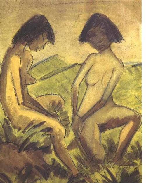 expressionism-art - Two Girls in Landscape, Otto Mueller