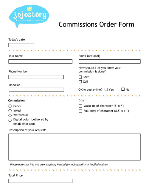 jojostory AA Tips Commission Order Forms