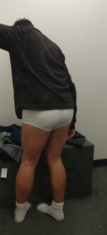 whitebriefs247 - Trying on pants. They didn’t fit. My Jockeys...