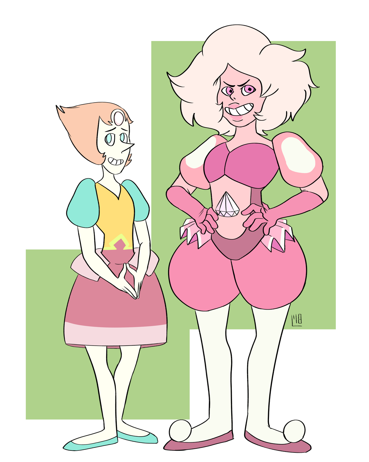A Diamond and her Pearl. Finally got around to drawing past Pearl and Pink together.
