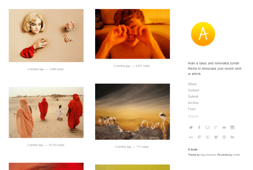 Arah ThemeArah is a minimal and customizeable tumblr theme with...
