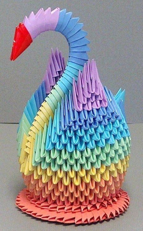 rainbowcolorfulbrightful - Rainbow paper swan