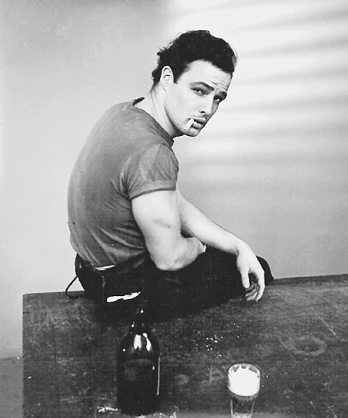 wehadfacesthen:Marlon Brando, 1948, photo by Ronny Jacques