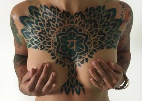 By Corey Divine, done at SUTRA, Los Angeles.... corey divine;dotwork;big;chest;facebook;twitter;sacred geometry