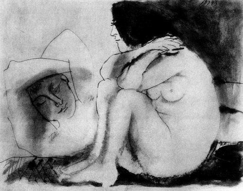 expressionism-art - Sleeping man and sitting woman by Pablo...