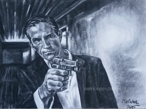 merionees - Reese (Person of Interest). Charcoal and white pastel...