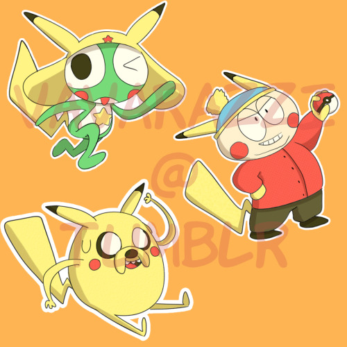 Some stickers I sell!Everyone’s cosplaying Pikachu...