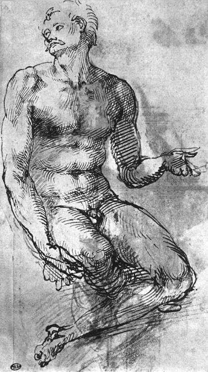 artist-michelangelo:Study of nude man, Michelangelo...