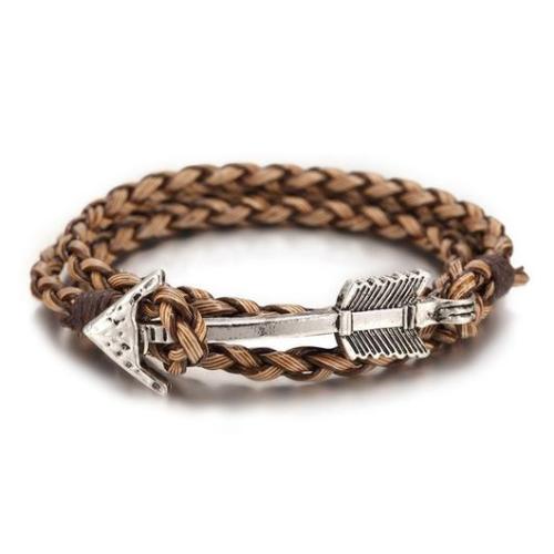 gentclothes:Leather Bracelet with Arrow Charm - Use code...