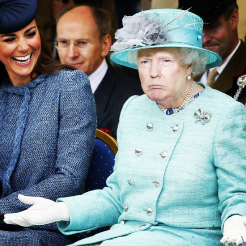 Someone keeps photoshopping Trump’s face on the Queen and...