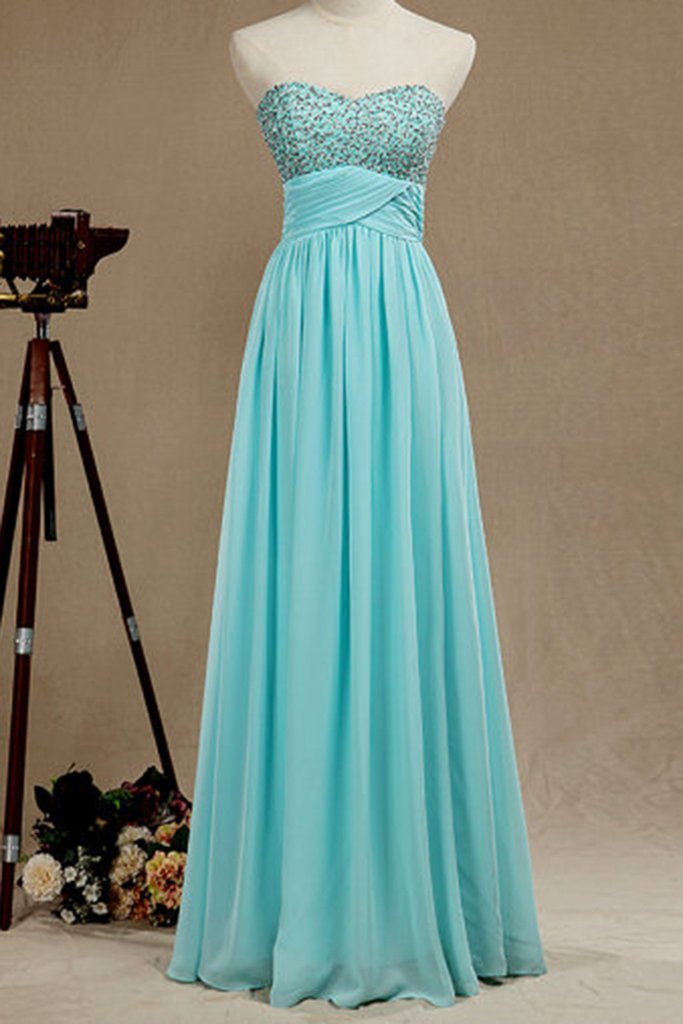 UU Fancy — Beaded baby blue chiffon prom dress for teens