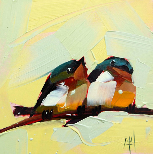 itscolossal:Thick Brushstrokes Form Plump Songbirds in Oil...