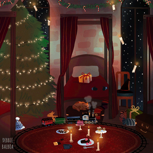 debbie-sketch:Hogwarts Houses rooms in the Holidays...