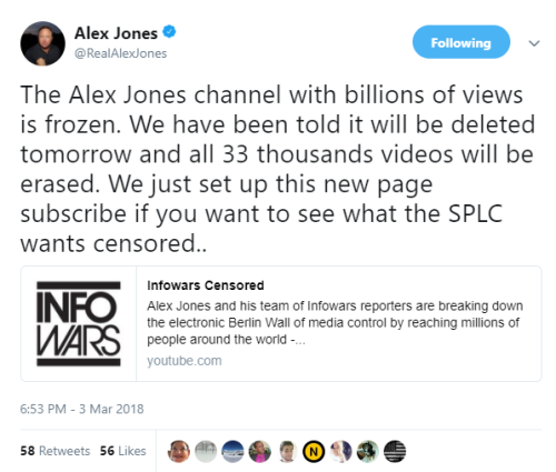 rightsmarts - Infowars is being shut down by YouTube. The left...