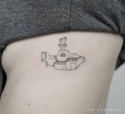 Tattoo tagged with: small, line art, rib, tiny, travel, ifttt, little,  submarine, music band, blackwork, the beatles, illustrative, music, fine  line, betattoo 