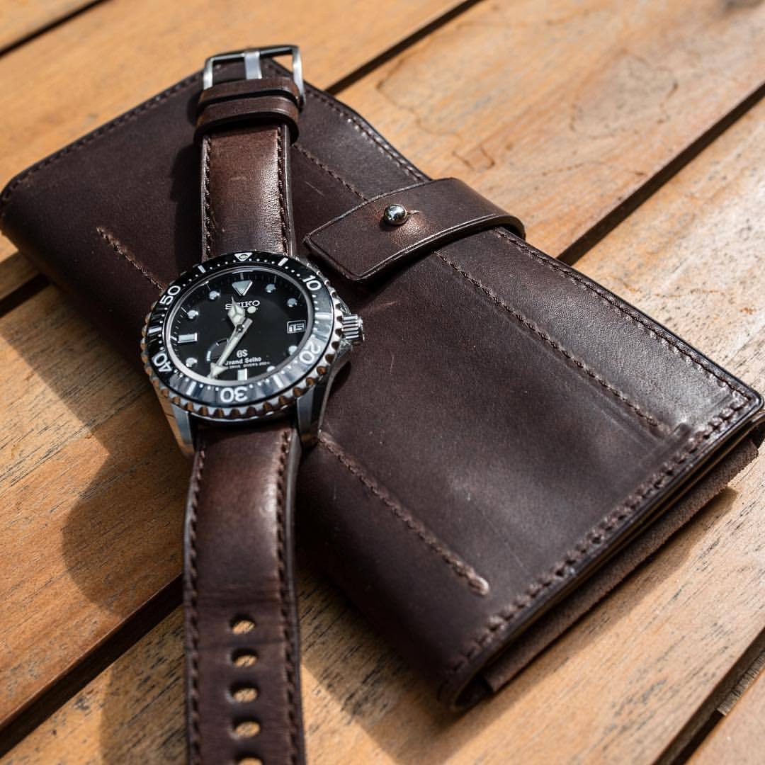 FS: Espresso Horween Leather Strap + Brown Stitching for Grand Seiko Diver  | WatchUSeek Watch Forums
