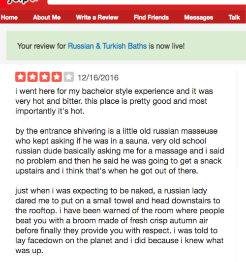 4-star yelp review of russian turkish bathswritten using a...