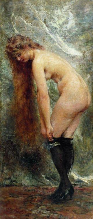 Nude Woman in Black Stockins, Konstantin Makovsky