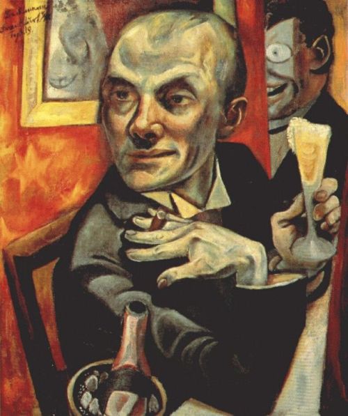 max-beckmann - Self-portrait with champagne glass, Max...