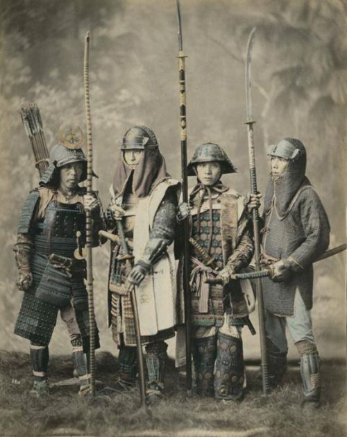 warhistoryonline - Japanese samurai warriors, c. 1880...
