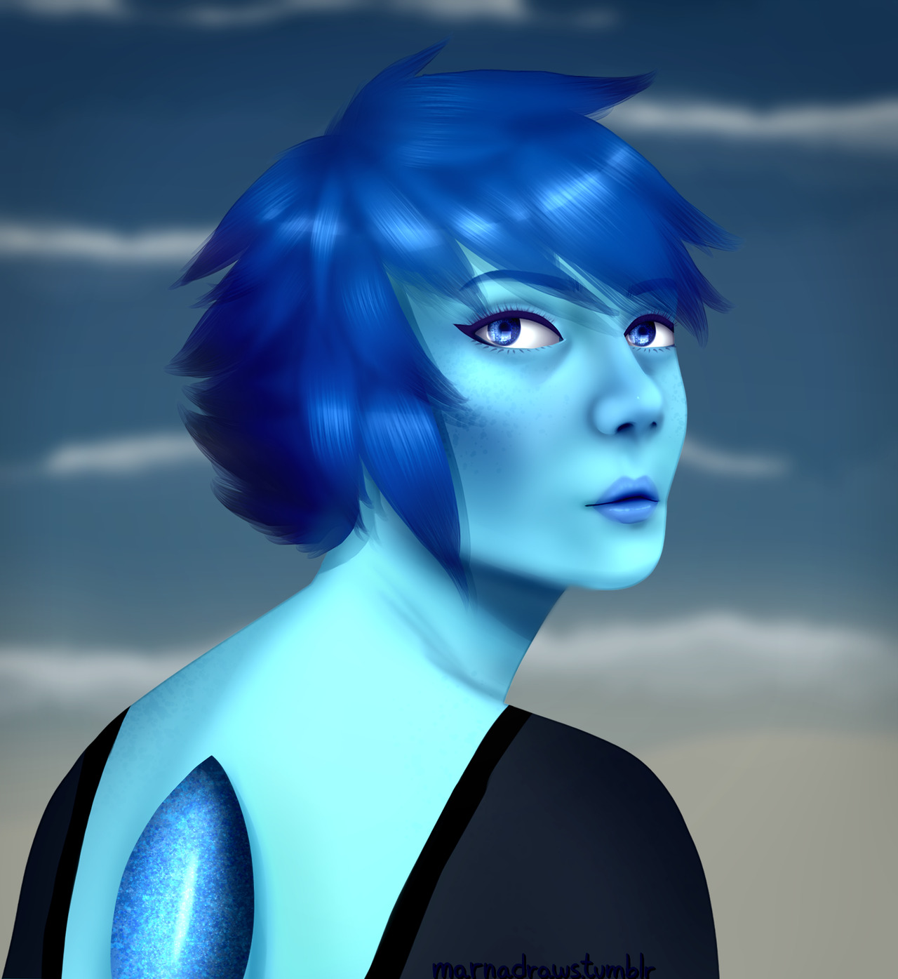 Shading hair is weird, but I think the background looks nice.