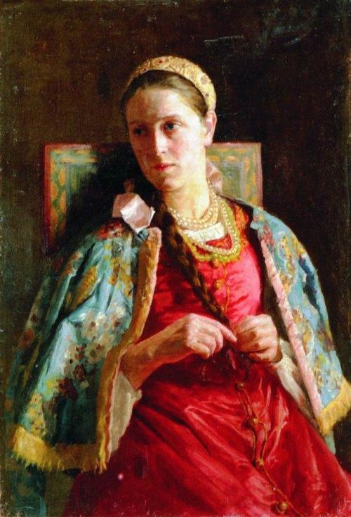 Portrait of the Young Lady in Russian Costume, Konstantin...
