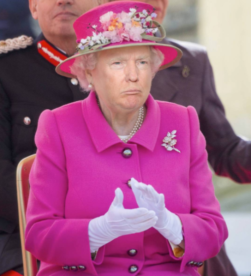 Someone keeps photoshopping Trump’s face on the Queen and...