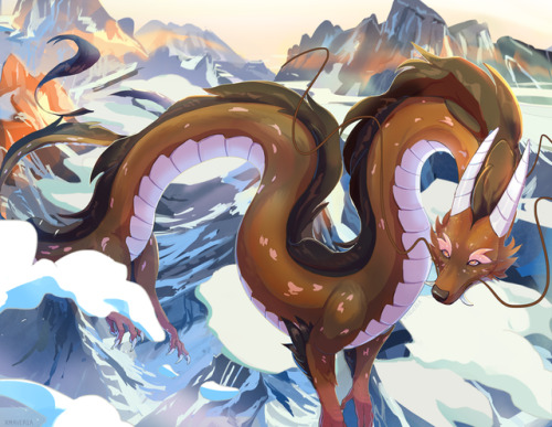 xmaveria - Commission of @hiddenfaithy‘s majestic dragon...