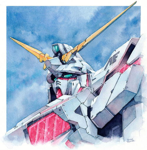 hectortrunnec - Rx-0 Unicorn Gundam. Watercolor...
