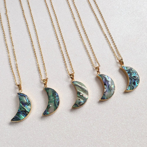 littlealienproducts - crescent moon abalone shell necklace //...