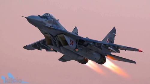 planesawesome - Polish Air Force MiG-29 evening takeoff with...