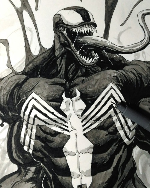 limbasan-san - Venom commission in progress. Inkwash as usual!