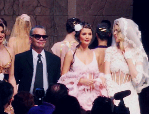 lesliaisonsdemarieantoinette:Karl Lagerfeld, at Chanel, with the...