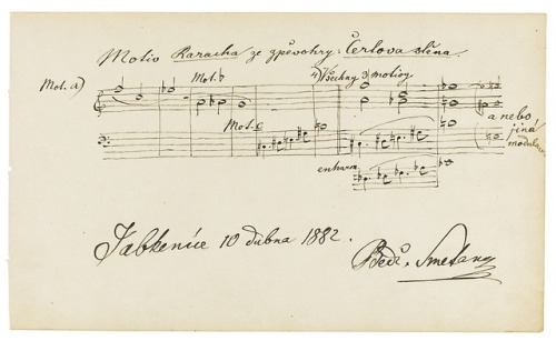 Autograph by Bedřich Smetana containing three themes of the...