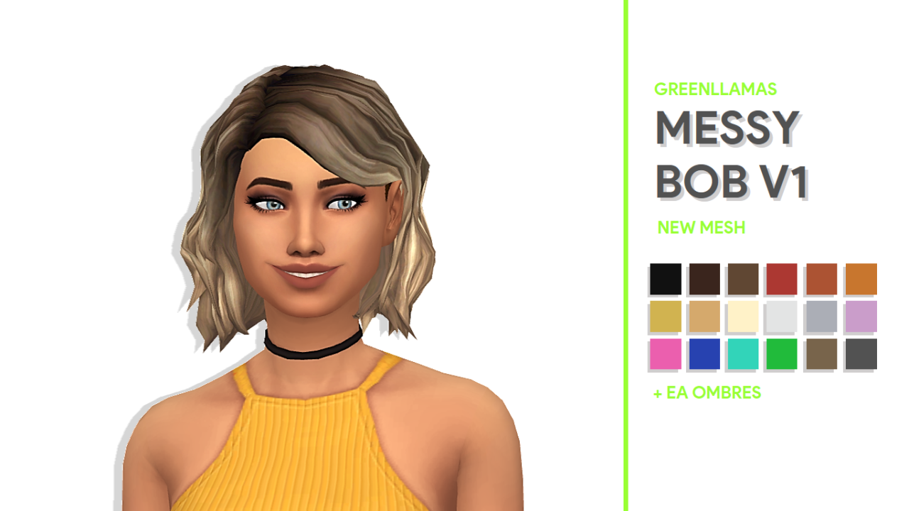 Sims Maxis Match Finds Greenllamas Messy Bob Hairs Hot Sex Picture