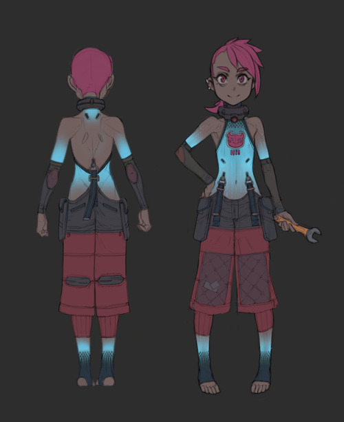 Concepts for a personal project, Pine (pink hair) and Amy,...
