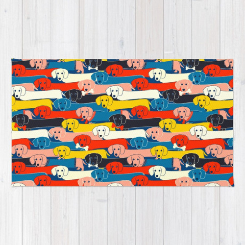 littlealienproducts - COLORED DOGS Rug by showmemars
