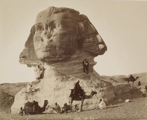 grandegyptianmuseum - The Sphinx at Giza before Excavation,...