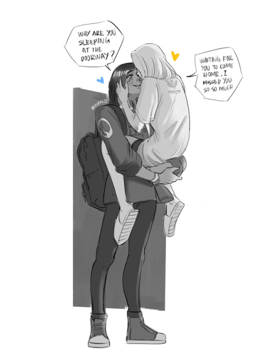 hitomitqx - Pharmercy fluff Pharah went outstation for a few...